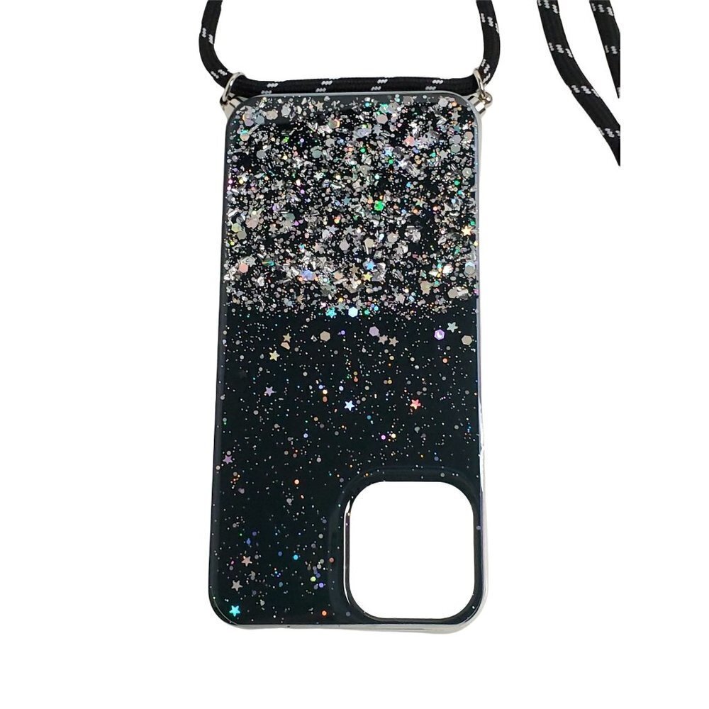 Sequin iPhone 12 Pro Max  Crossbody Phone Case with Metal Accent Lanyard Apple - Picture 2 of 4